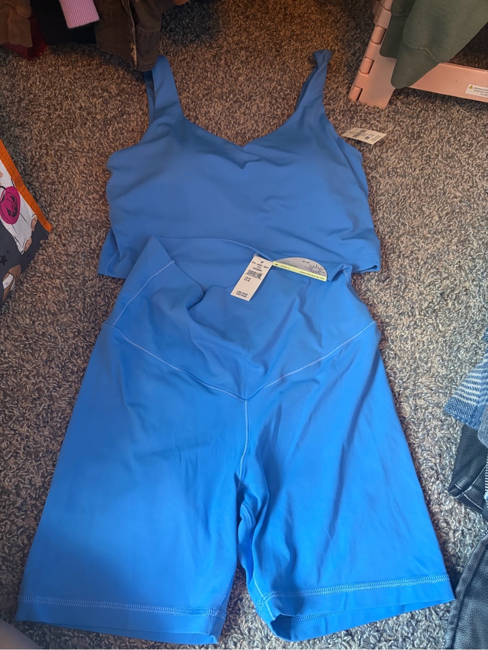 aerie Bright Blue High-Waist Bike Shorts & Crop Tank Set